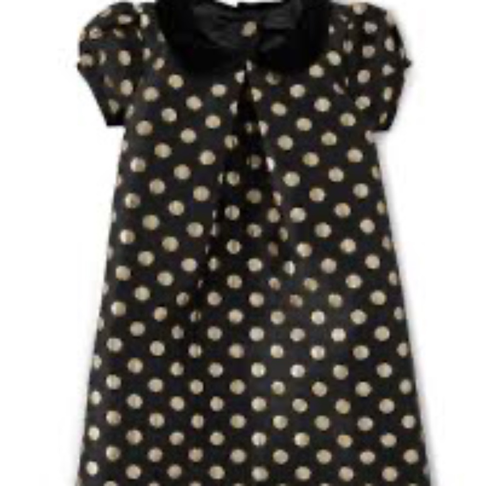 Gymboree Girls Dot Shift Holiday Dress Black Gold 6
